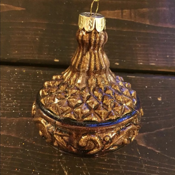 New Hand Blown Glass Christmas Tree Ornament Elegant Copper Vintage Dreidel Top - Picture 4 of 13